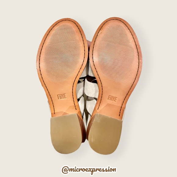 $328 Frye Tash Grey Suede Real Leather Cut Out Strappy Wood PeepToe Ankle Bootie - Picture 9 of 10